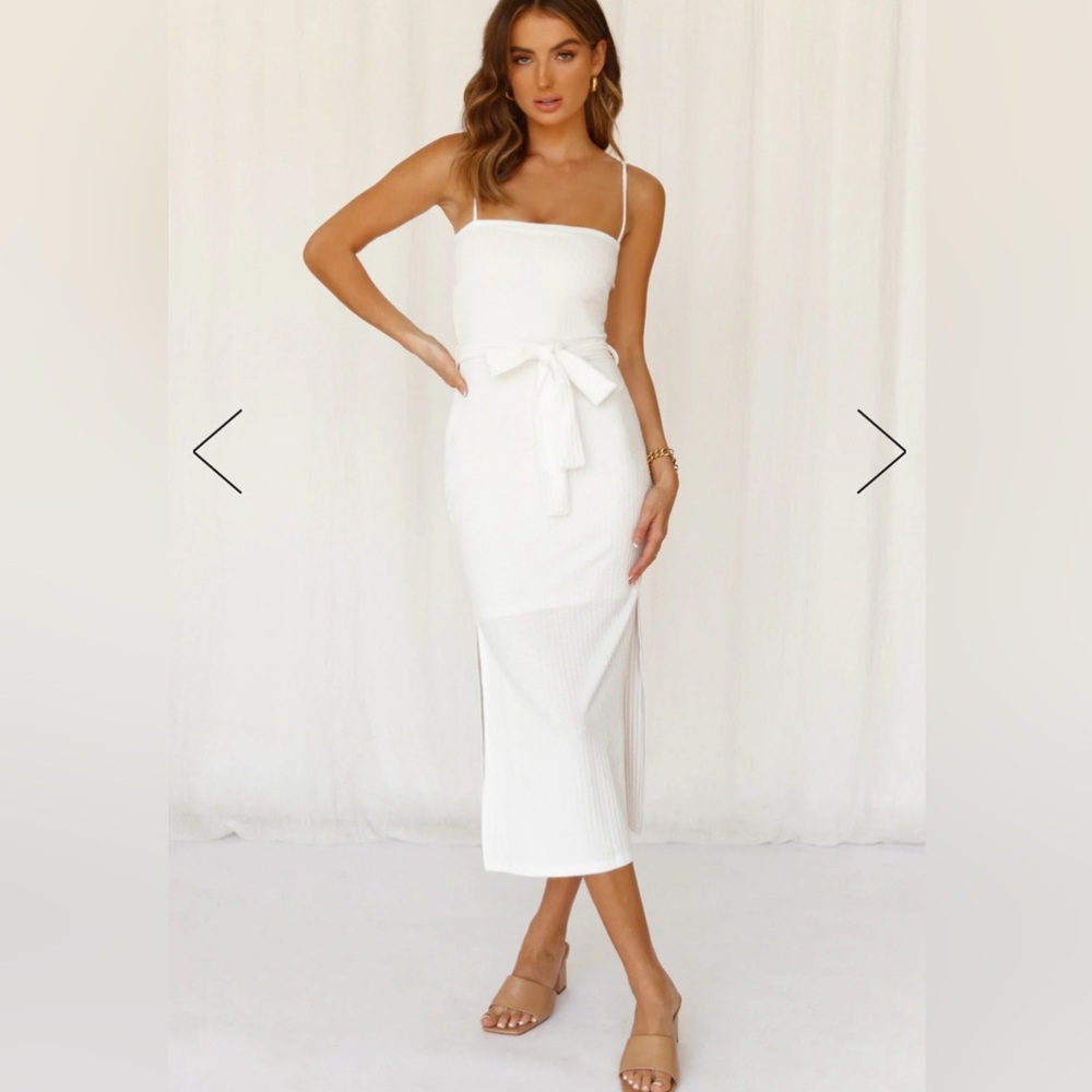 HELLO MOLLY WAYS I LOVED YOU KNIT MIDI DRESS WHITE